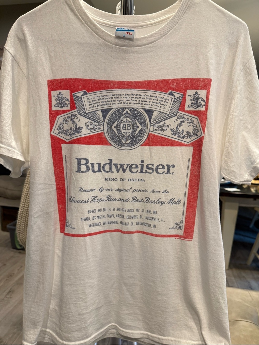 Budweiser White Graphic Tee - Classic Logo Print